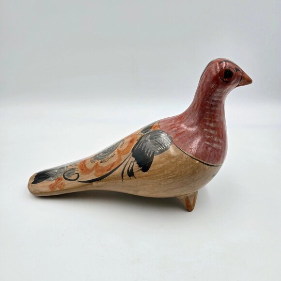 Tonala Mexican Pottery Hand Painted Bird Dove Pigeon Folk Art Mexico Read - Picture 7 of 10